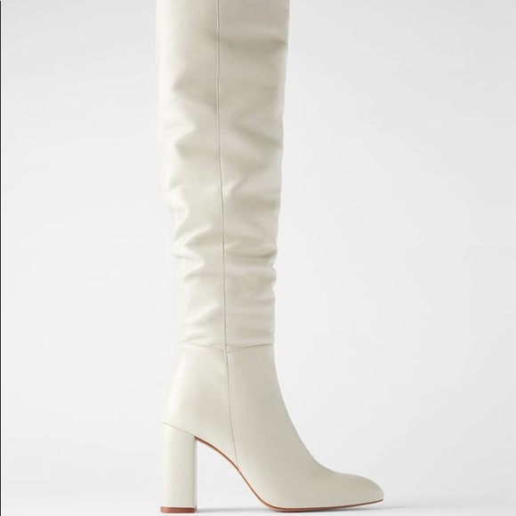 Zara Shoes - NWT Zara Knee High Cream Boots Size UK38 / US 7.5